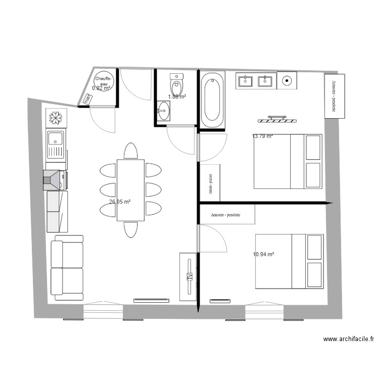 Plan Appartement 1er étage avec pièces  poutres. Plan de 0 pièce et 0 m2