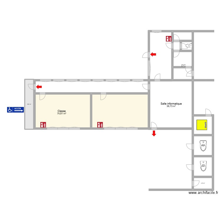 Ecole du Creux de la Thine. Plan de 6 pièces et 141 m2