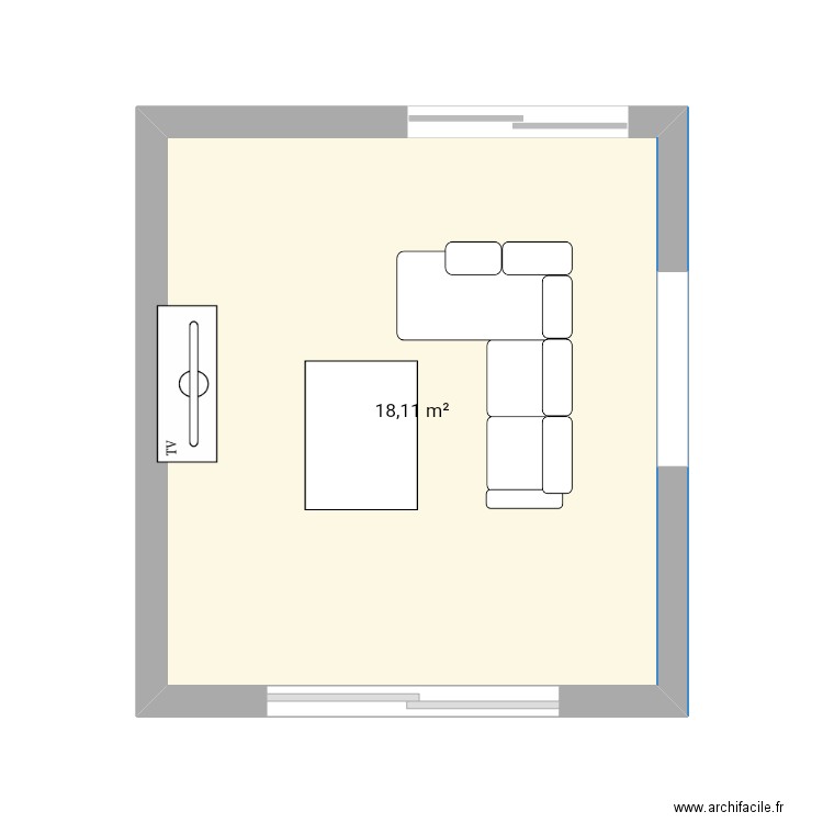 Extention 4/4. Plan de 1 pièce et 18 m2