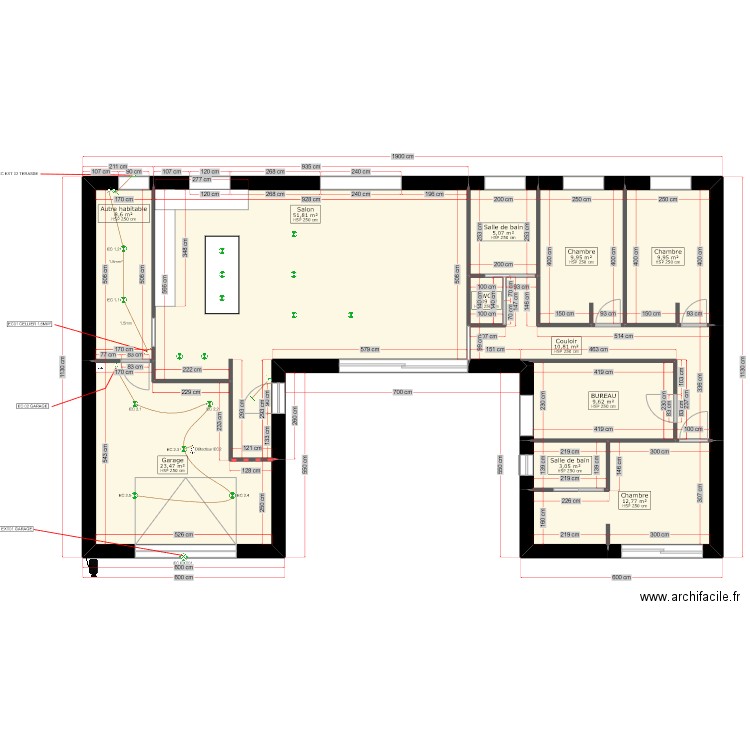 MAISON PLAN ECLAIRAGE. Plan de 11 pièces et 146 m2