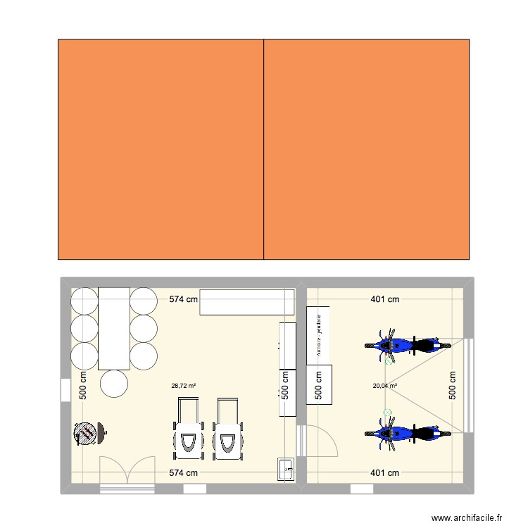 Garage. Plan de 2 pièces et 49 m2