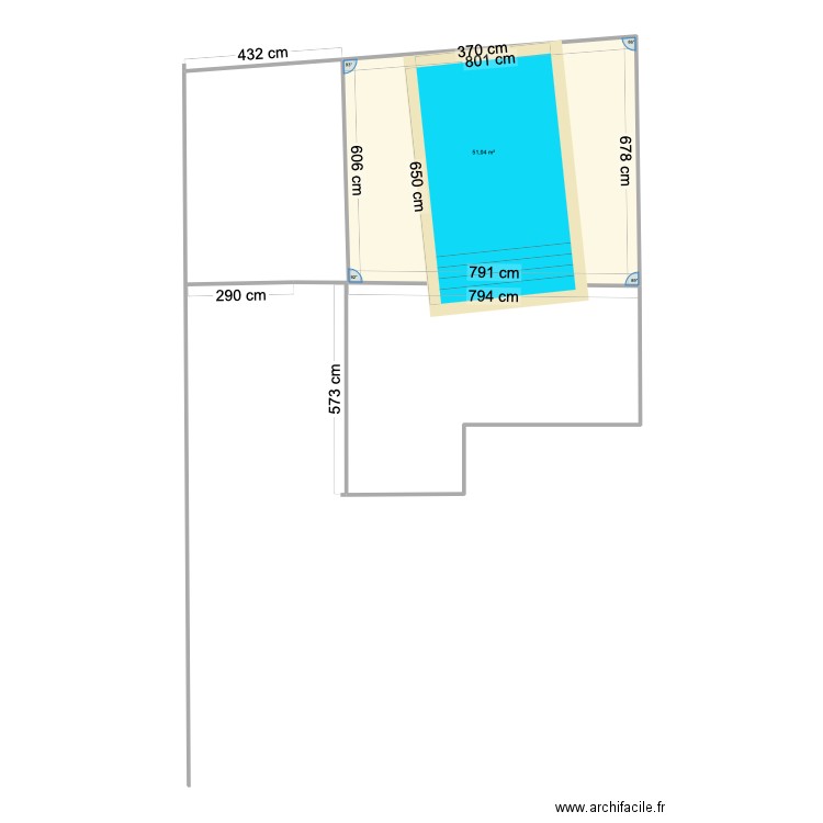 Jardin. Plan de 1 pièce et 51 m2