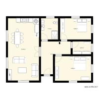 Plan de maison  2 chambres meublé