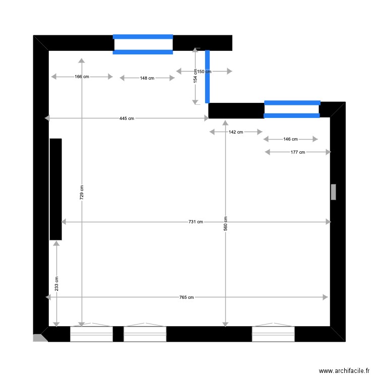 séjour (cotations). Plan de 0 pièce et 0 m2