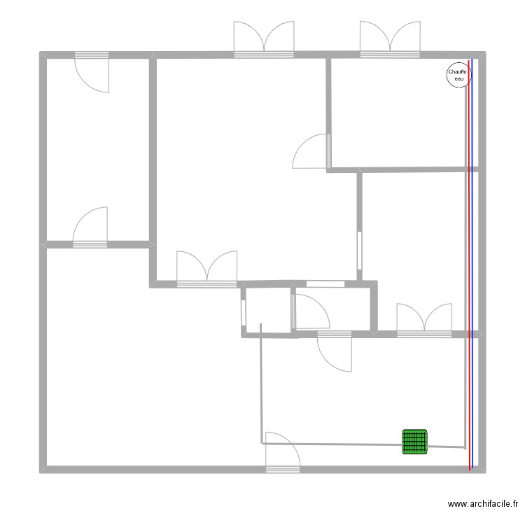 rdc. Plan de 3 pièces et 93 m2