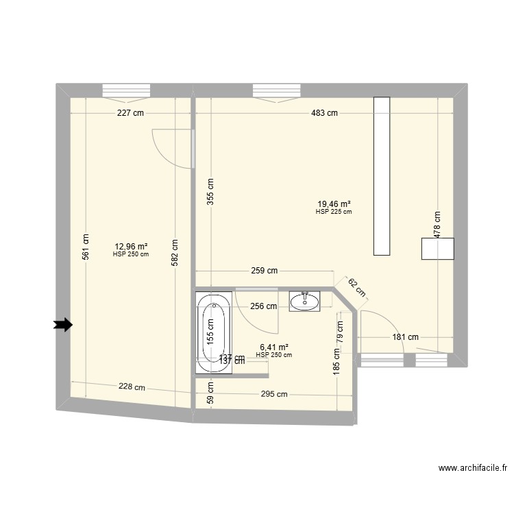 romo 6. Plan de 3 pièces et 39 m2