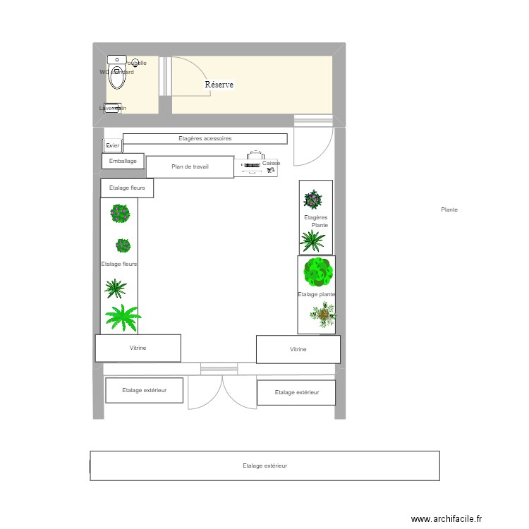 FLEURISTE. Plan de 1 pièce et 6 m2