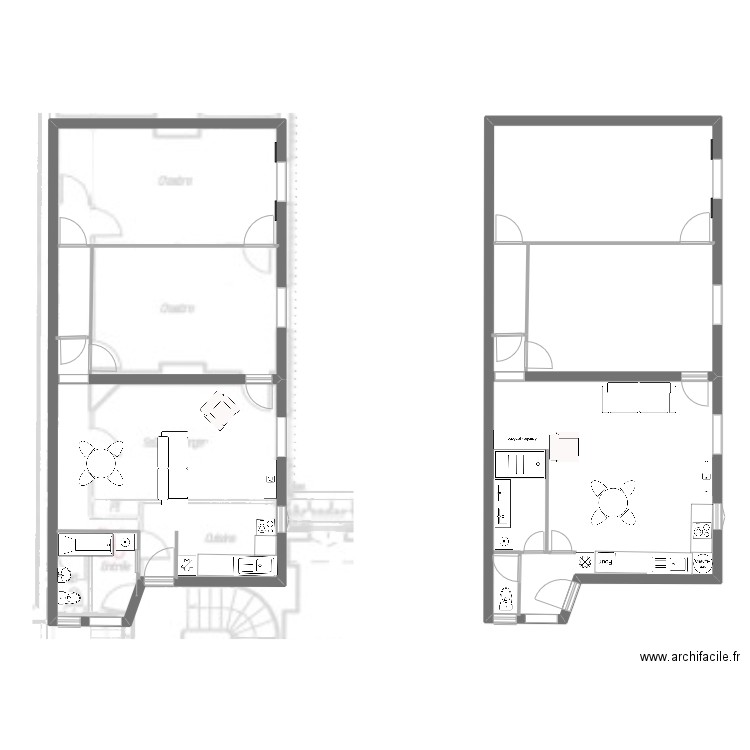 46TAcour2. Plan de 2 pièces et 190 m2