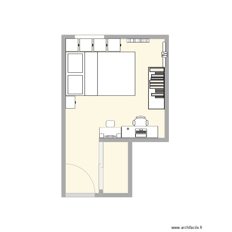 Chambre Miru. Plan de 2 pièces et 10 m2