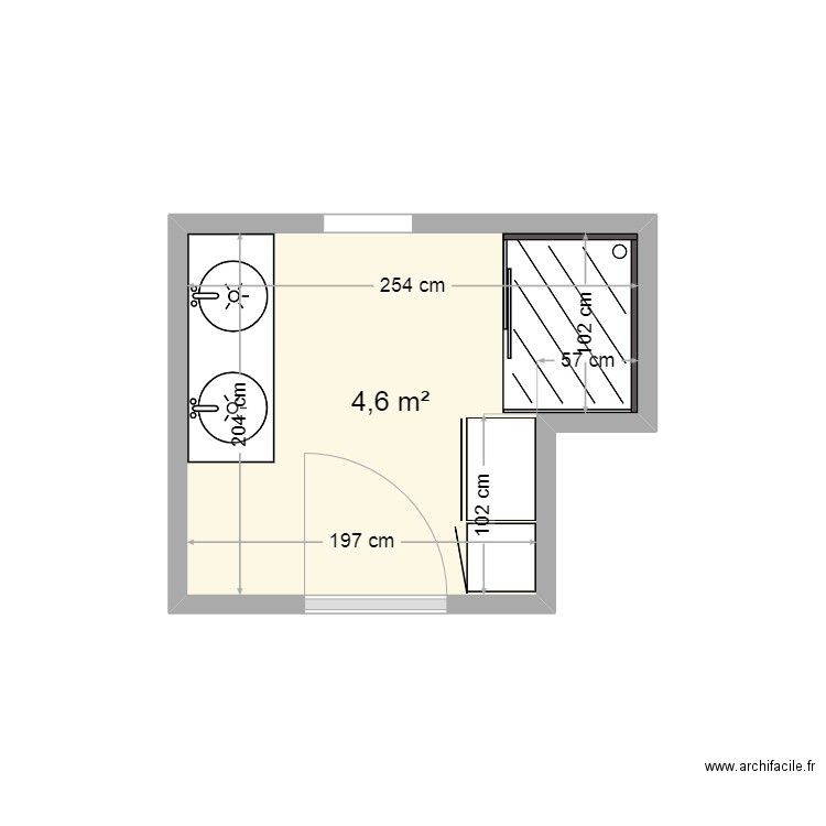 PLAN SDB LA ROCHE. Plan de 1 pièce et 5 m2