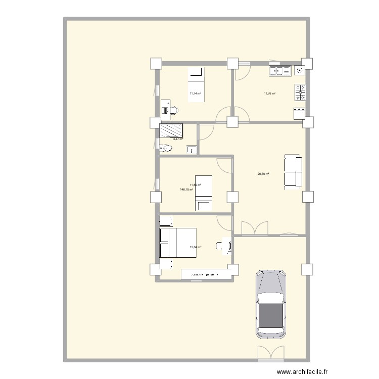 houssem. Plan de 7 pièces et 313 m2