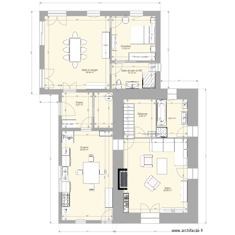 P Sylvie 3. Plan de 8 pièces et 120 m2