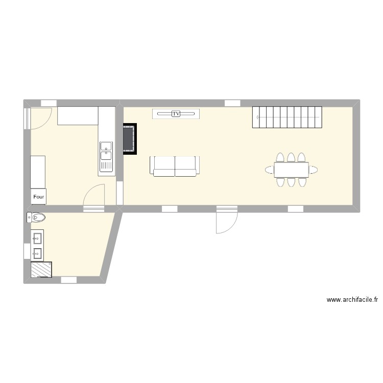 serville. Plan de 3 pièces et 51 m2