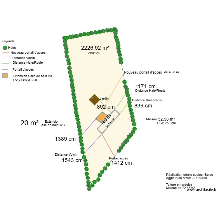 Plan de masse Actualiser 3. Plan de 3 pièces et 77 m2