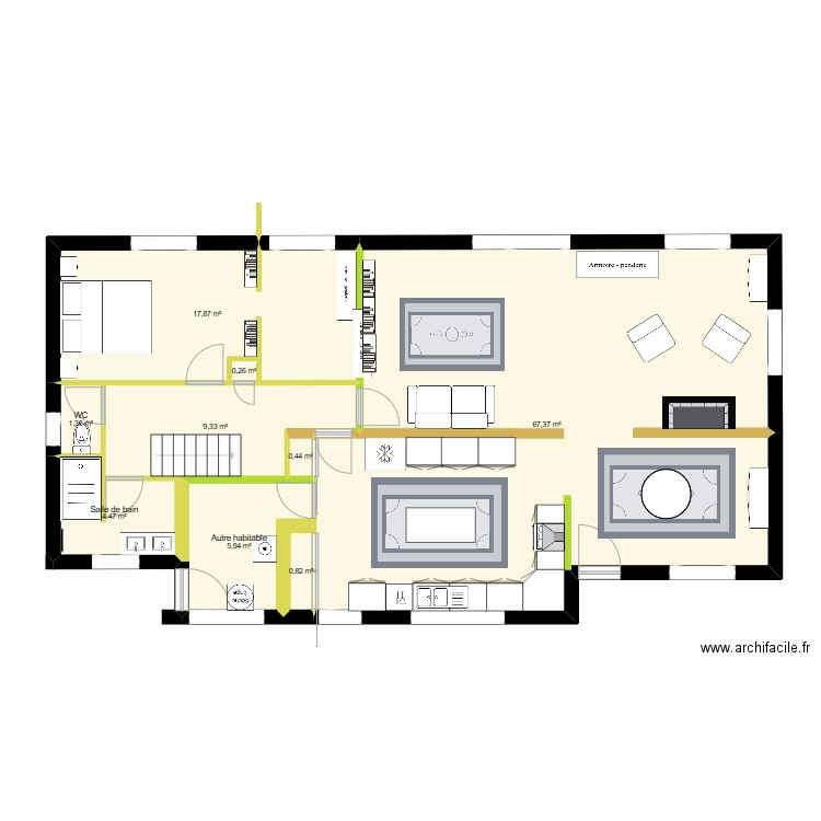 plan idee 2. Plan de 9 pièces et 108 m2