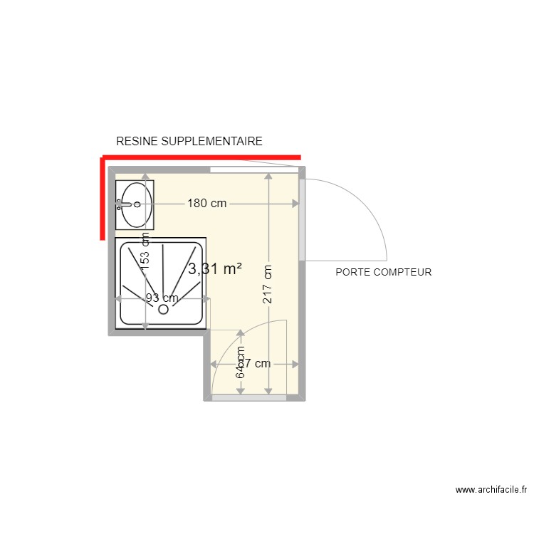 ROPITAL BRIGITTE - Plan 1 pièce 3 m2 dessiné par harmo59000