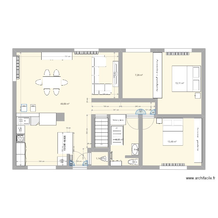 Vosges 1.2. Plan de 6 pièces et 93 m2