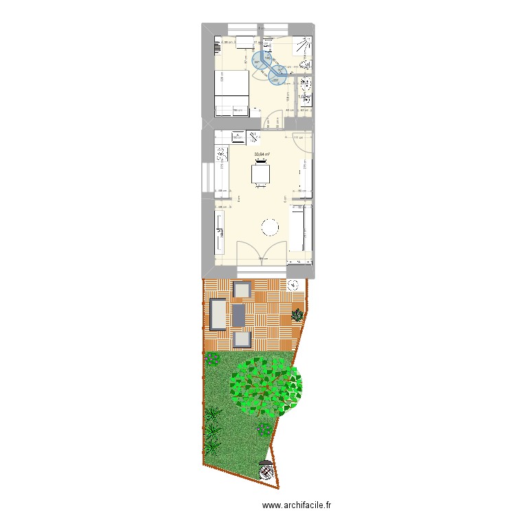 293 caillols type 2 avec chambre 2. Plan de 0 pièce et 0 m2