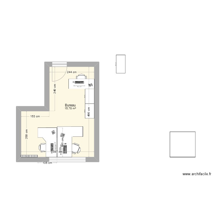 Bureau Paramed. Plan de 1 pièce et 16 m2