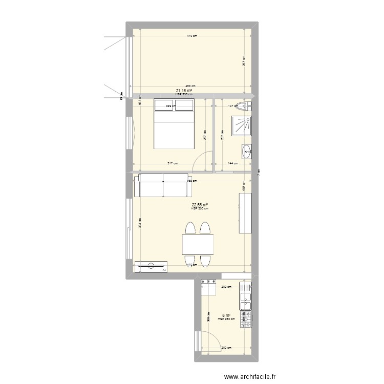 gite axel. Plan de 3 pièces et 50 m2