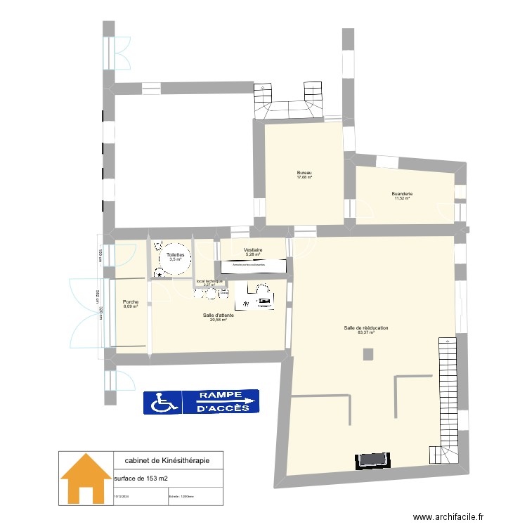  Cabinet Matha. Plan de 8 pièces et 153 m2