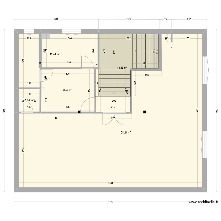 plan 1. Plan de 5 pièces et 104 m2