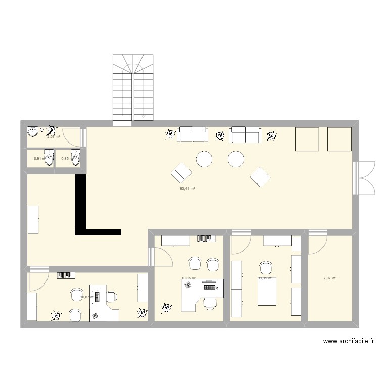 lobby hotel . Plan de 8 pièces et 107 m2