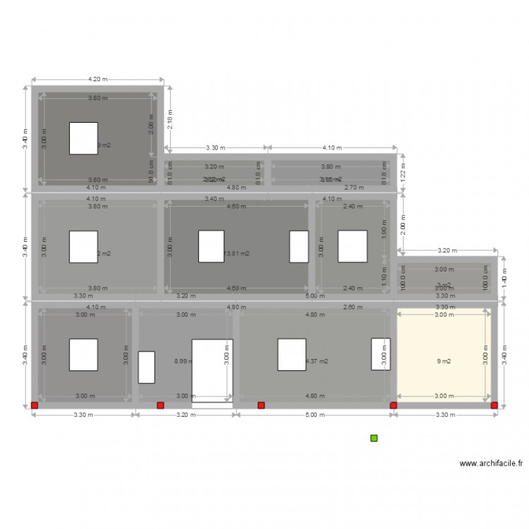 face 1. Plan de 0 pièce et 0 m2