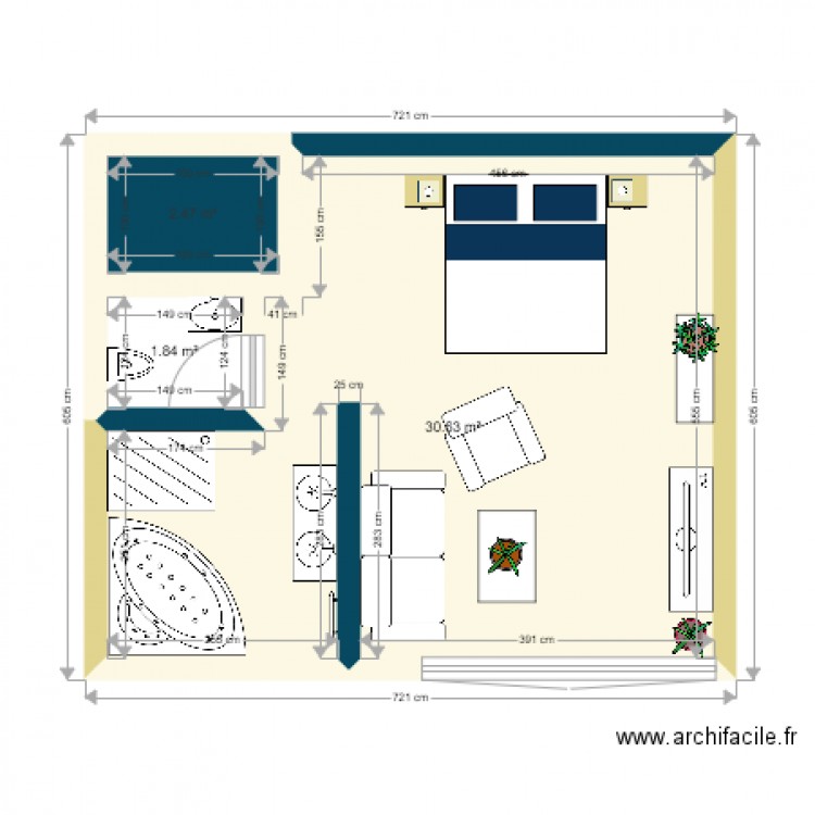 Chambre classique. Plan de 0 pièce et 0 m2