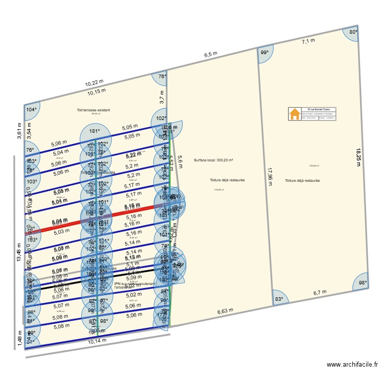 Plan détail charpente BORIS. Plan de 22 pièces et 409 m2