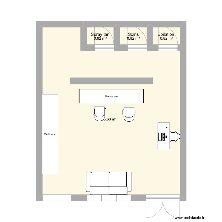 Institut. Plan de 4 pièces et 38 m2