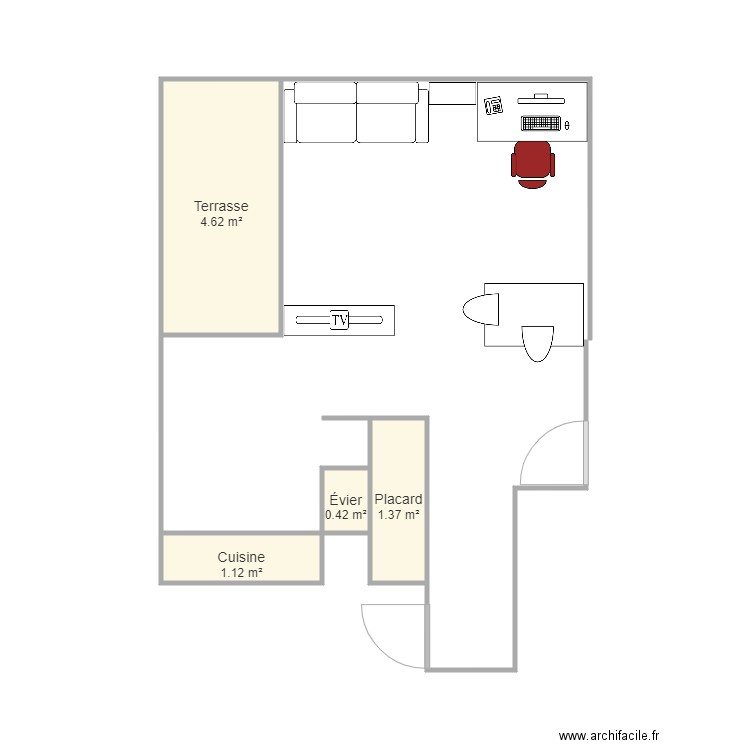 appt meublé actuel. Plan de 0 pièce et 0 m2