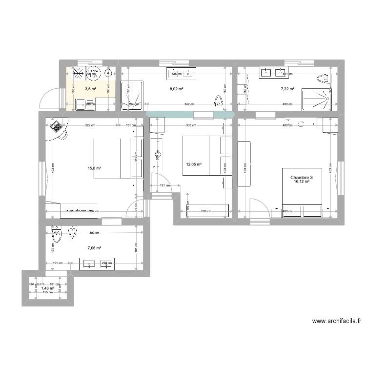 Chambre 3. Plan de 0 pièce et 0 m2