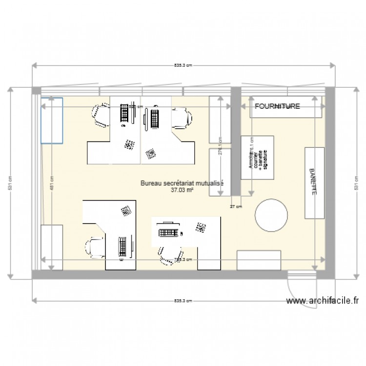 bureau secretariat mutualisé. Plan de 0 pièce et 0 m2