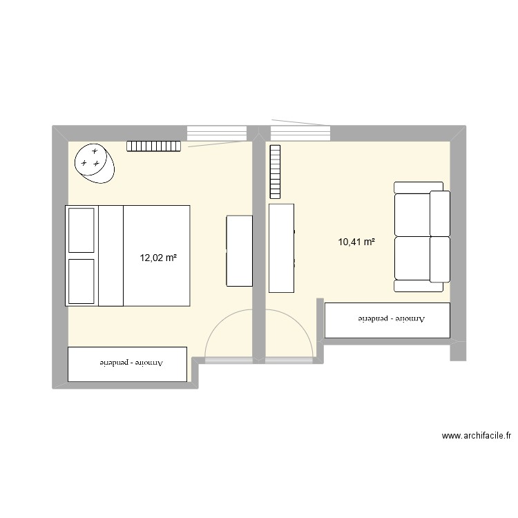 REORGANISATION. Plan de 2 pièces et 22 m2