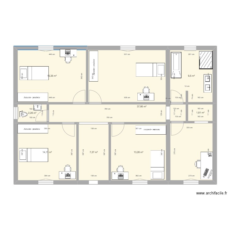 New maison ETAGE v2. Plan de 8 pièces et 102 m2