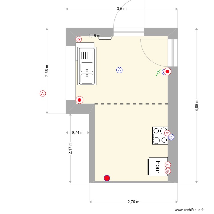 Cuisine Electricite/plomberie. Plan de 0 pièce et 0 m2