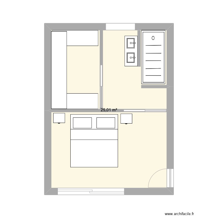 CHAMBRE P. Plan de 1 pièce et 25 m2