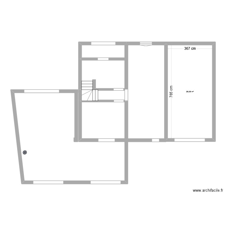 RDC. Plan de 1 pièce et 28 m2