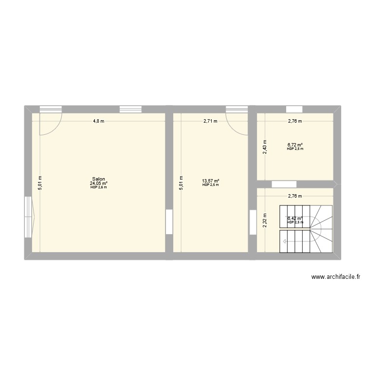 Maison Mamie . Plan de 4 pièces et 51 m2