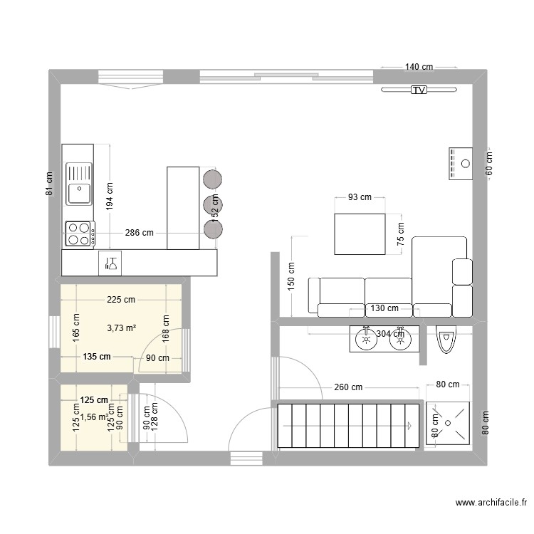 Morand Jérémie. Plan de 2 pièces et 5 m2