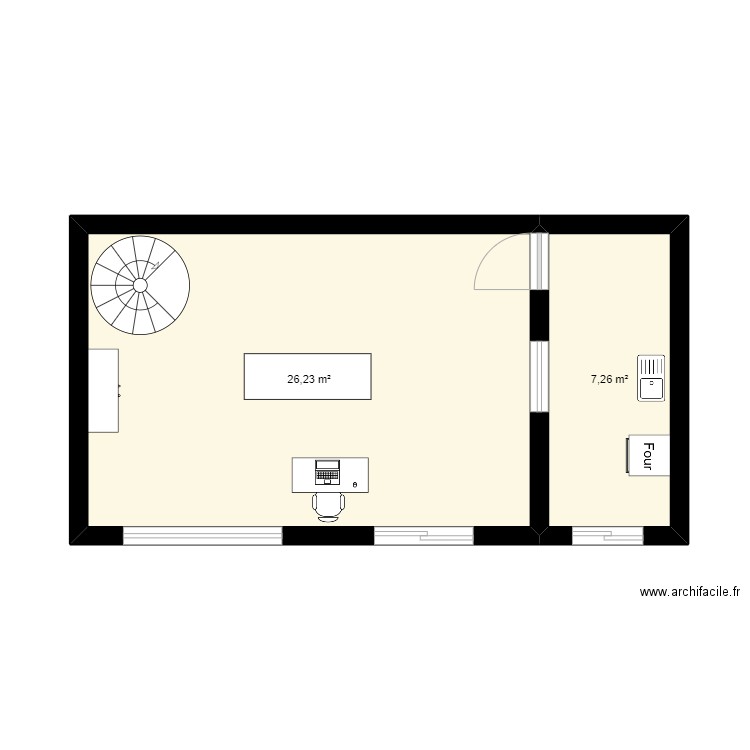 Magasin Régaletoi. Plan de 2 pièces et 33 m2