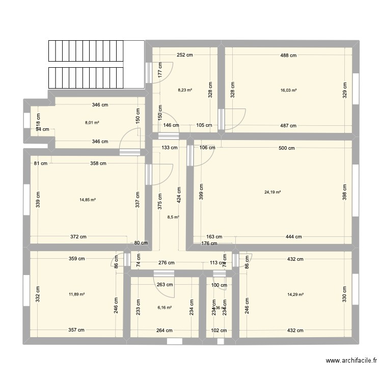 Plan PASSY original. Plan de 10 pièces et 115 m2