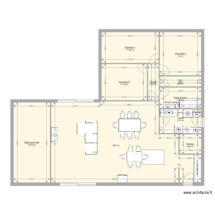 maison en L 2. Plan de 0 pièce et 0 m2