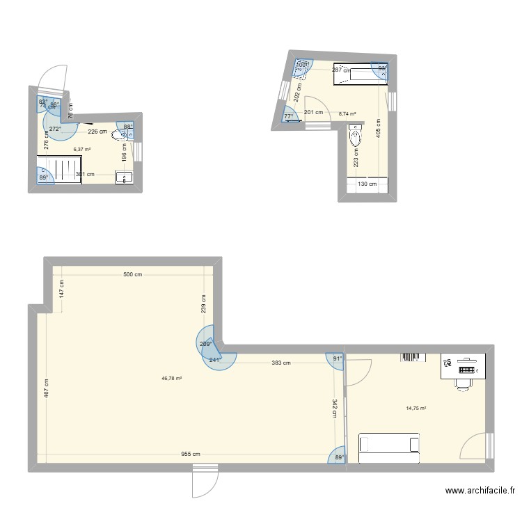 CHEMIN DU CANAL. Plan de 4 pièces et 77 m2