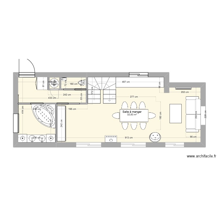 vars rdc. Plan de 2 pièces et 45 m2