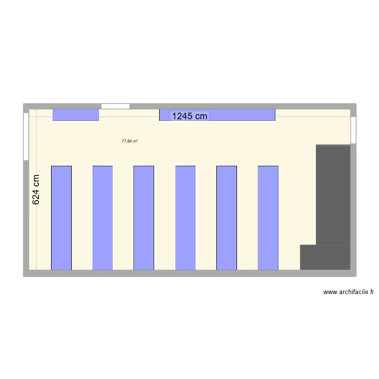 MAGASIN PIECE. Plan de 1 pièce et 78 m2