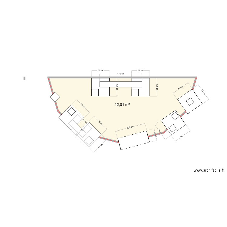 SMCL. Plan de 1 pièce et 12 m2