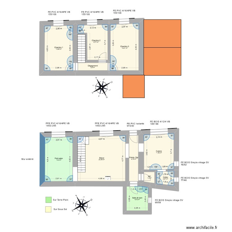 BARTHELEMY. Plan de 12 pièces et 104 m2