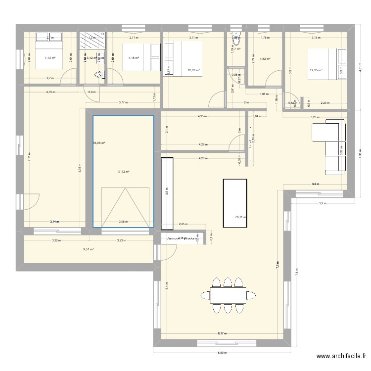 maison pat. Plan de 11 pièces et 188 m2